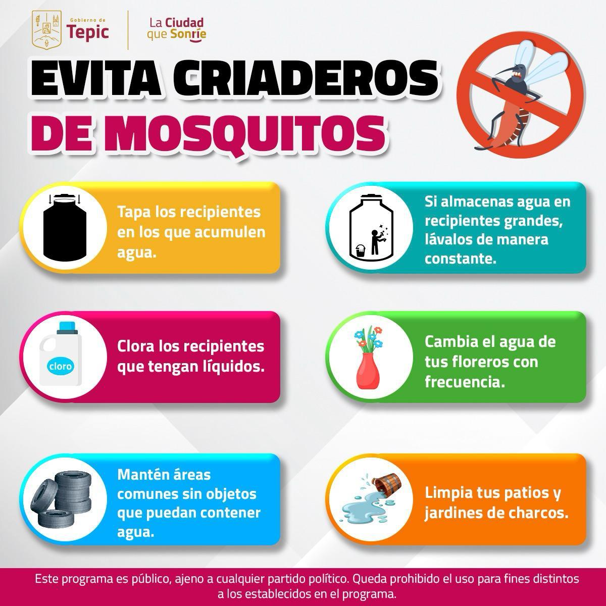 Evita criadero de mosquitos